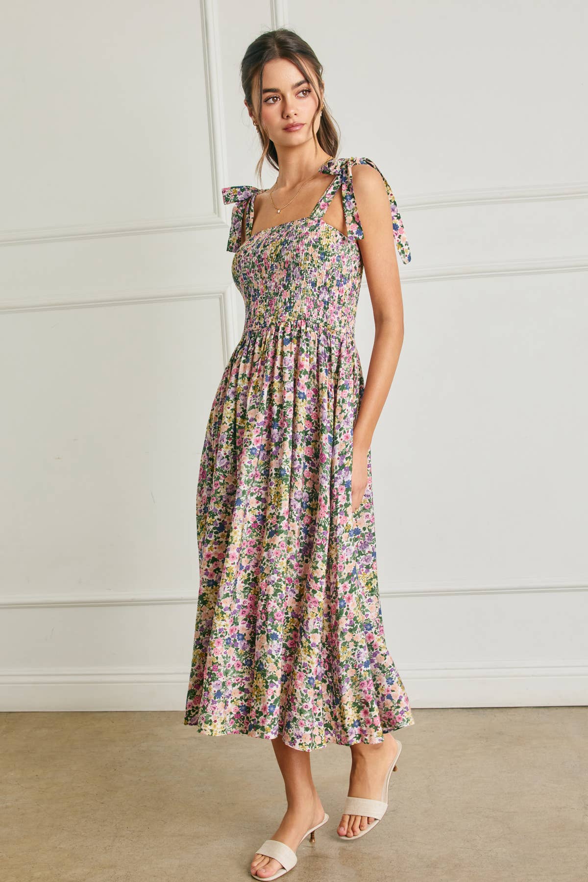 Floral Smocked Midi Dress