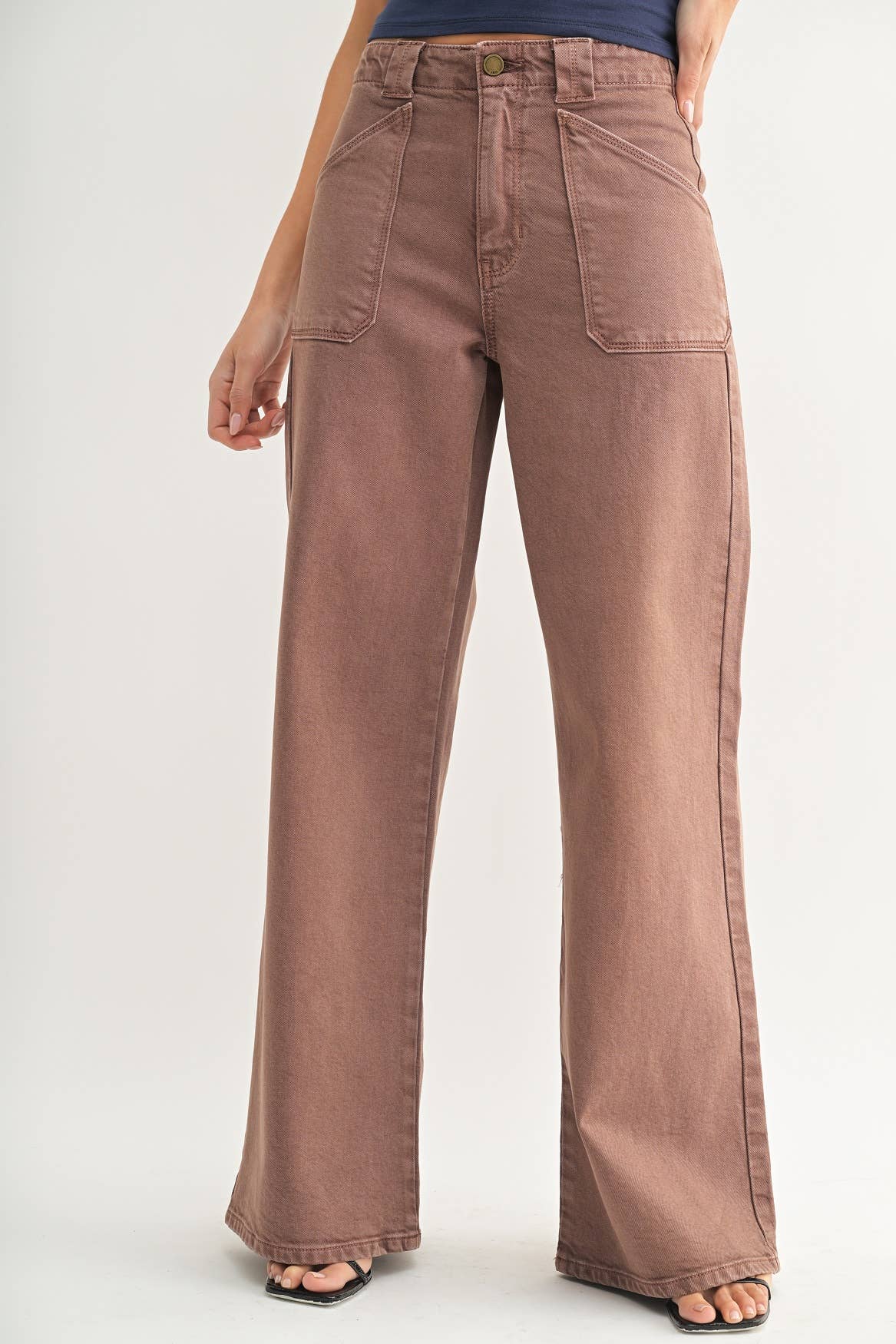 Patch Pocket Wide Leg Flare - Vintage Brown | JBD
