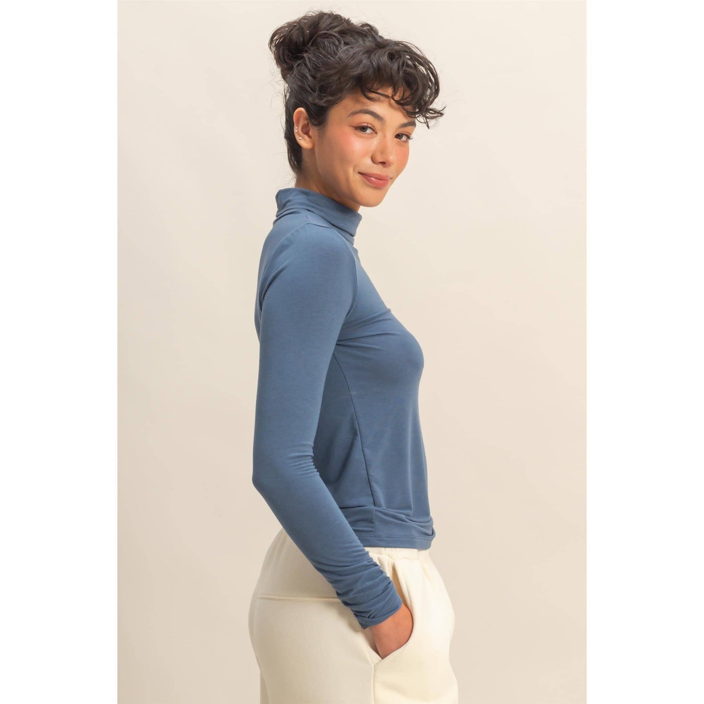 Turtleneck Long Sleeve Fitted Top