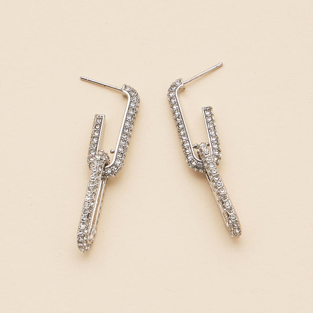 Linked 18K Gold Dip CZ Dangling Earrings