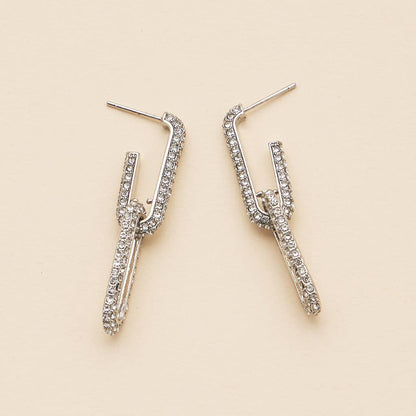 Linked 18K Gold Dip CZ Dangling Earrings