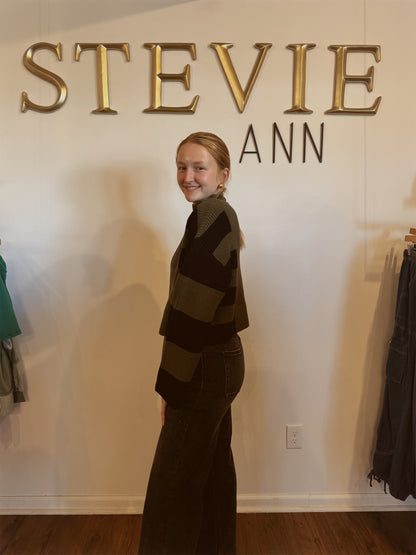 Olive Color-Block Sweater