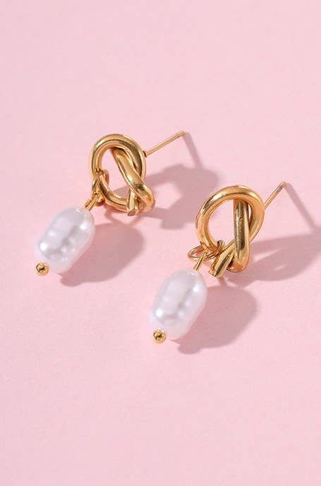 Golden Tide Pearl Earrings