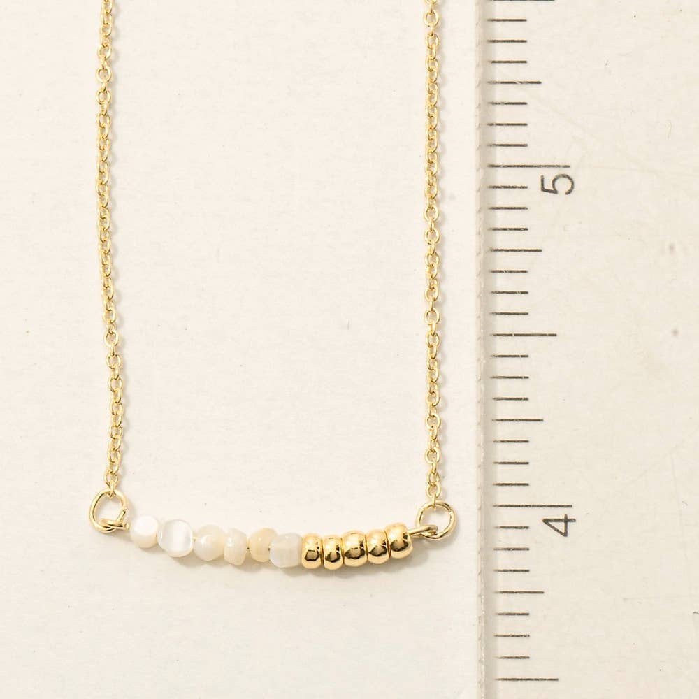 Half Stone Beads Bar Pendant Necklace