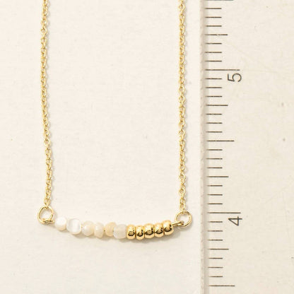 Half Stone Beads Bar Pendant Necklace