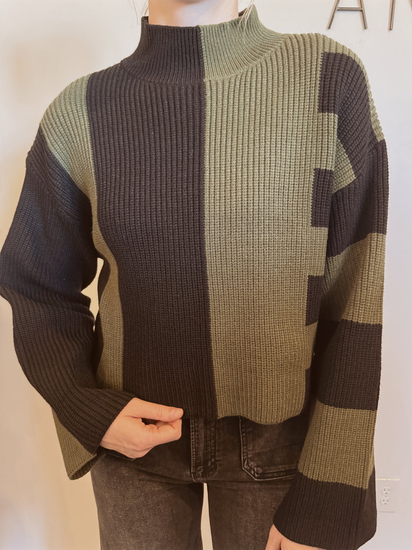 Olive Color-Block Sweater