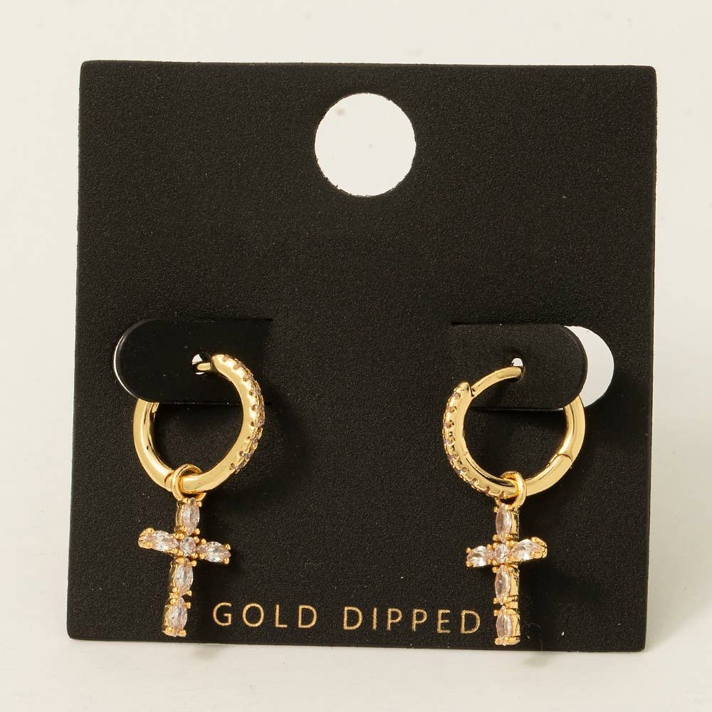 Cross Charm Hoop Earrings
