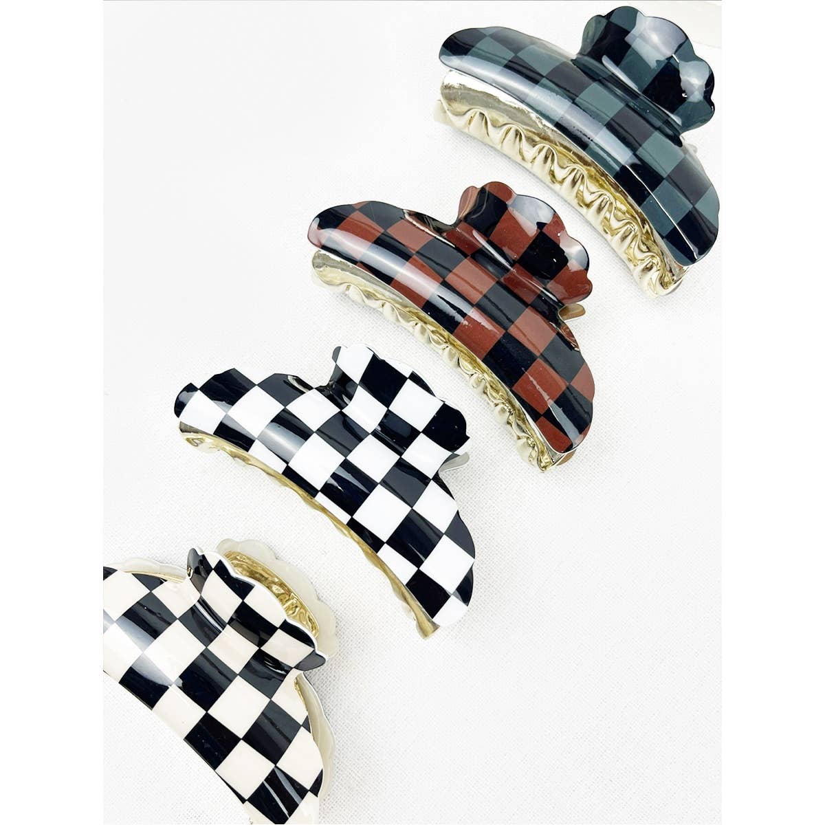 Gold + Checker Print Claw Clip | Choose Color