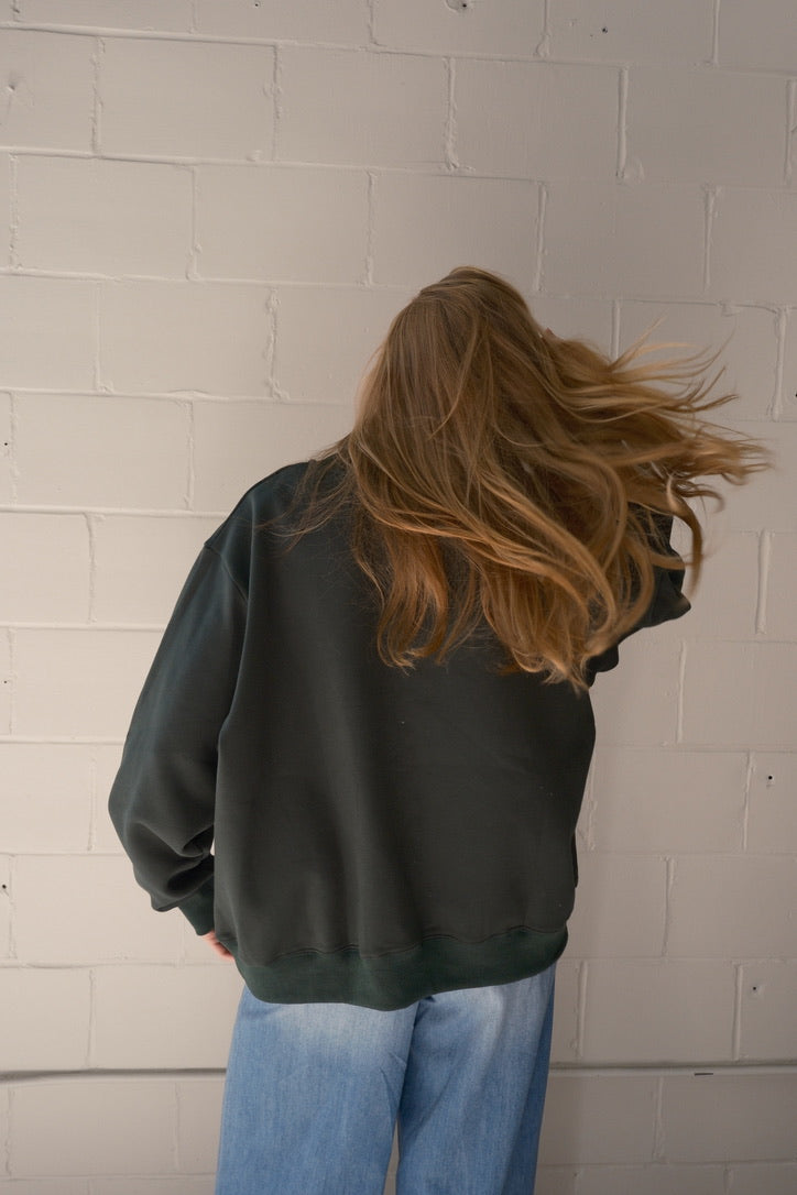 Catch of the Day Embroidered Mock-Neck Sweatshirt
