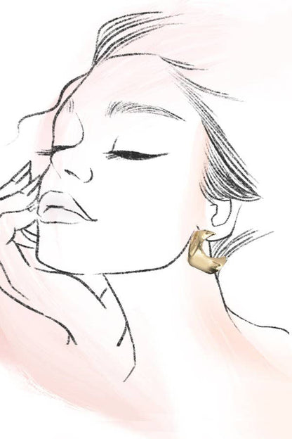 Classic Wavy Swirl Moon Hoop Earrings