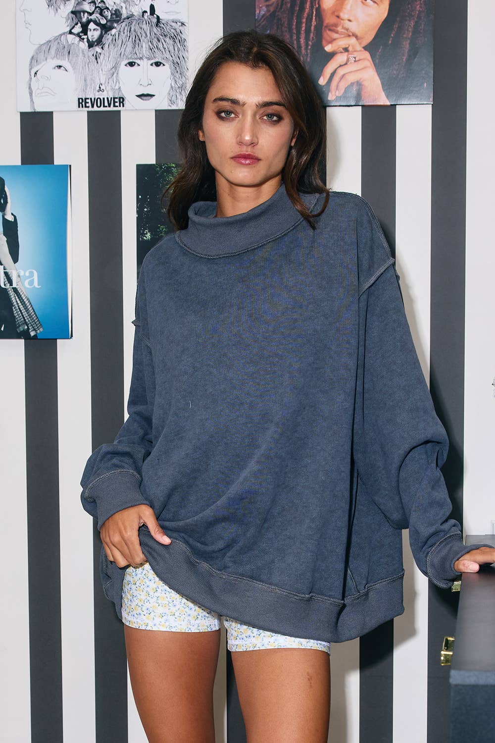 Retro Wash Mock Neck Pullover