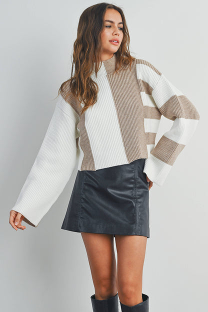 Olive Color-Block Sweater
