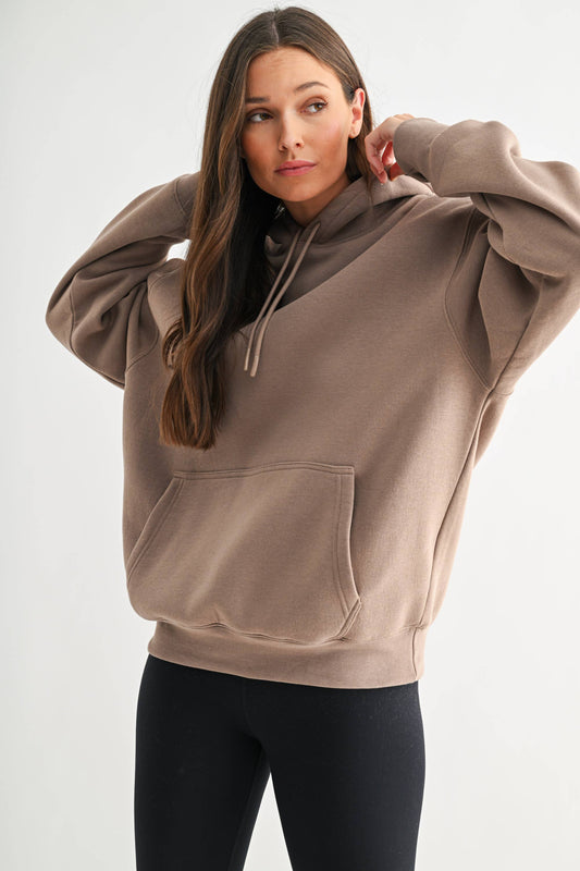 Cotton Blend Drop Shoulder Hoodie