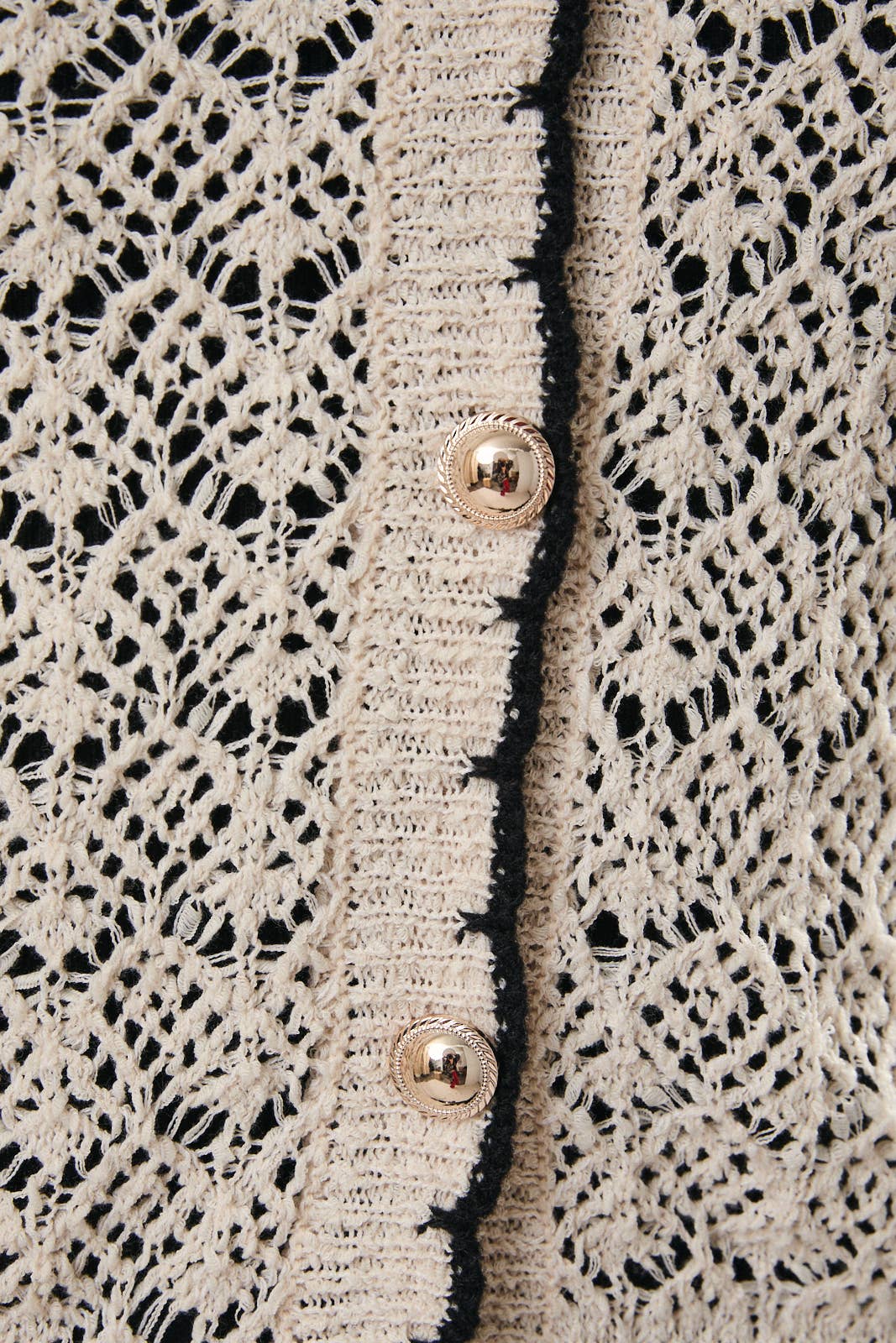 V-Neck Long Sleeve Button Up Crochet Cardigan