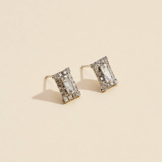 Rectangle Gold Dip Stud Earrings