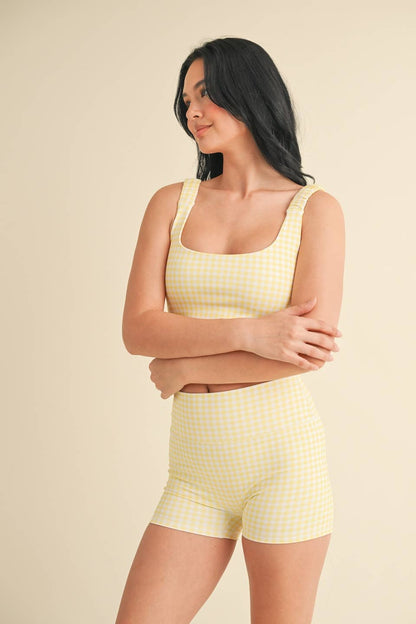 Gingham/Yellow Workout Set