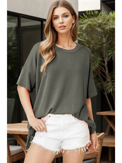 Wave Rib Short Sleeve Crewneck