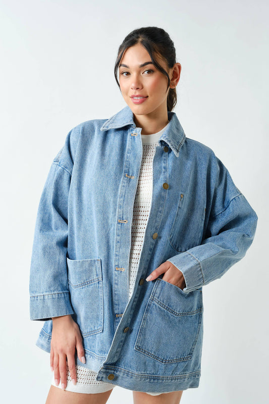 Oversized Boxy-Cut Denim Jacket
