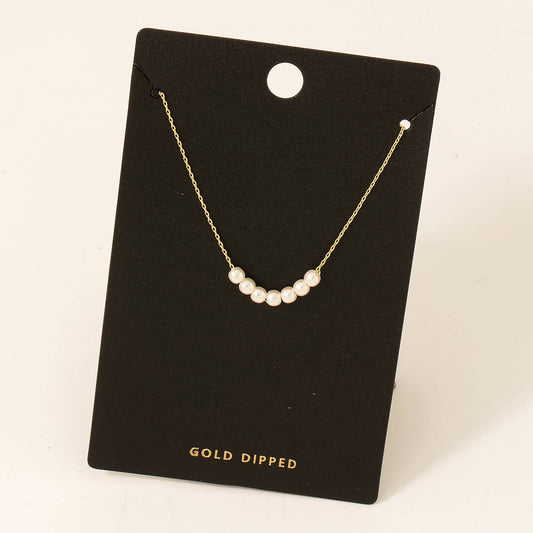 Gold Dipped Multi Pearl Charm Chain Necklace