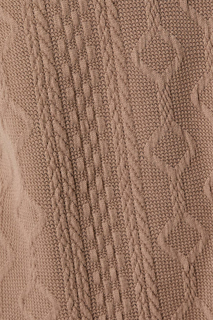 Long Sleeve Cable Knit Oversized Shirt