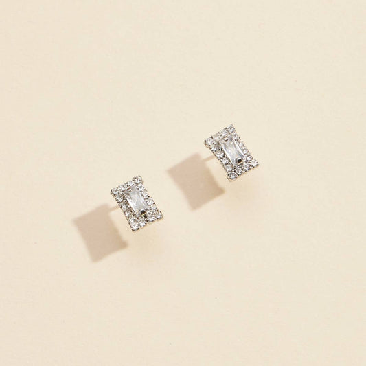 Rectangle Gold Dip Stud Earrings