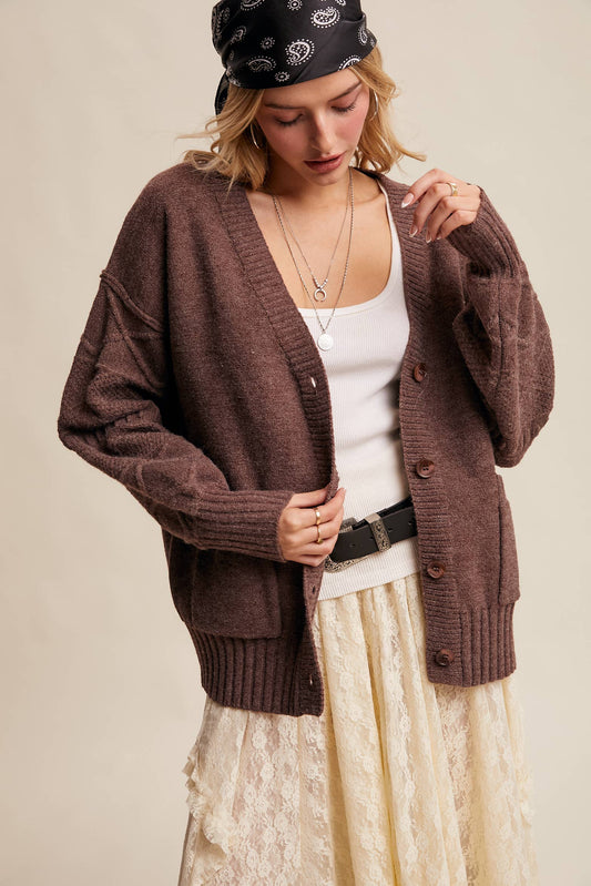 Textured Knit Button-Front Cardigan