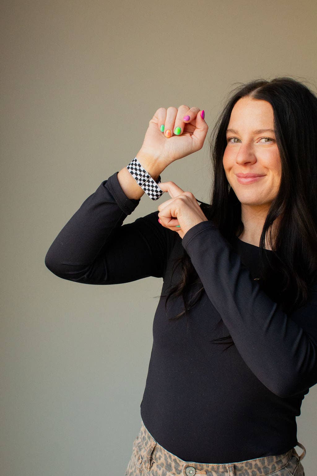 Black Checkerboard Adjustable Elastic