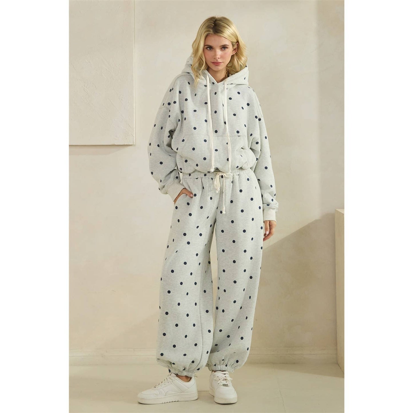 Polka Dot Knit Hoodie