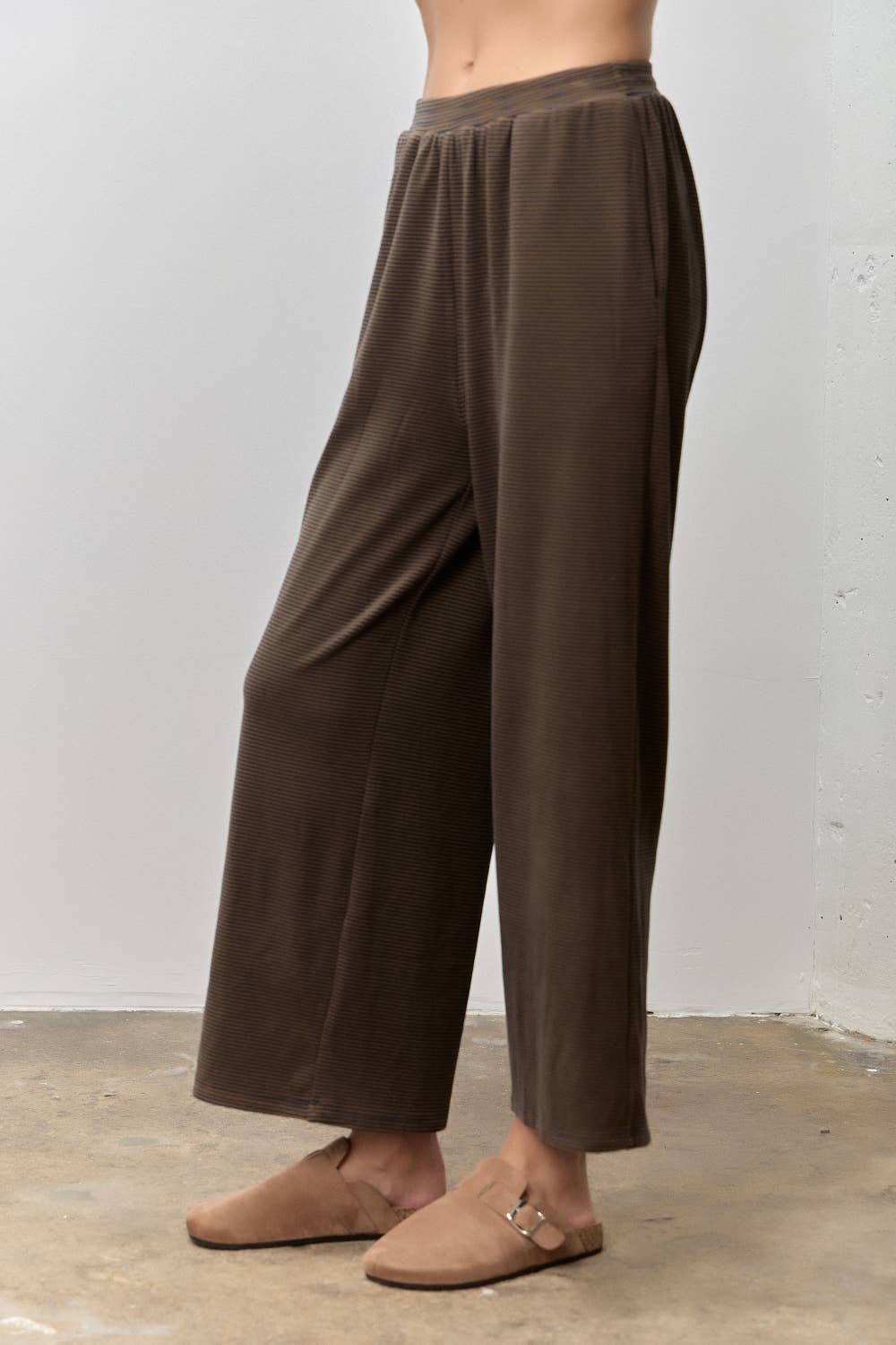 Plus Easygoing Micro-Stripe Pants