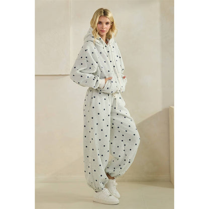 Polka Dot Knit Hoodie