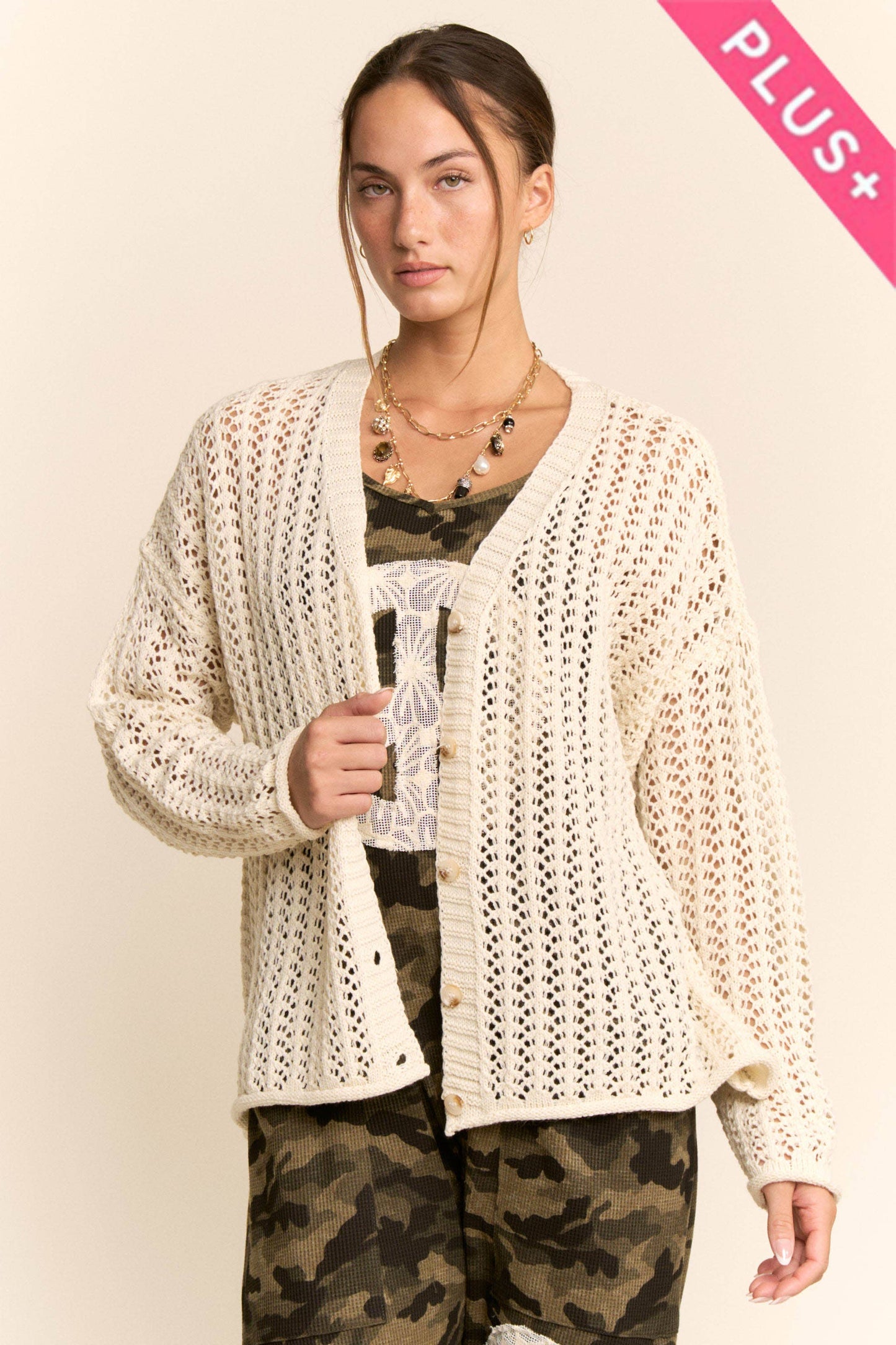 Plus Knit Crochet Cardigan
