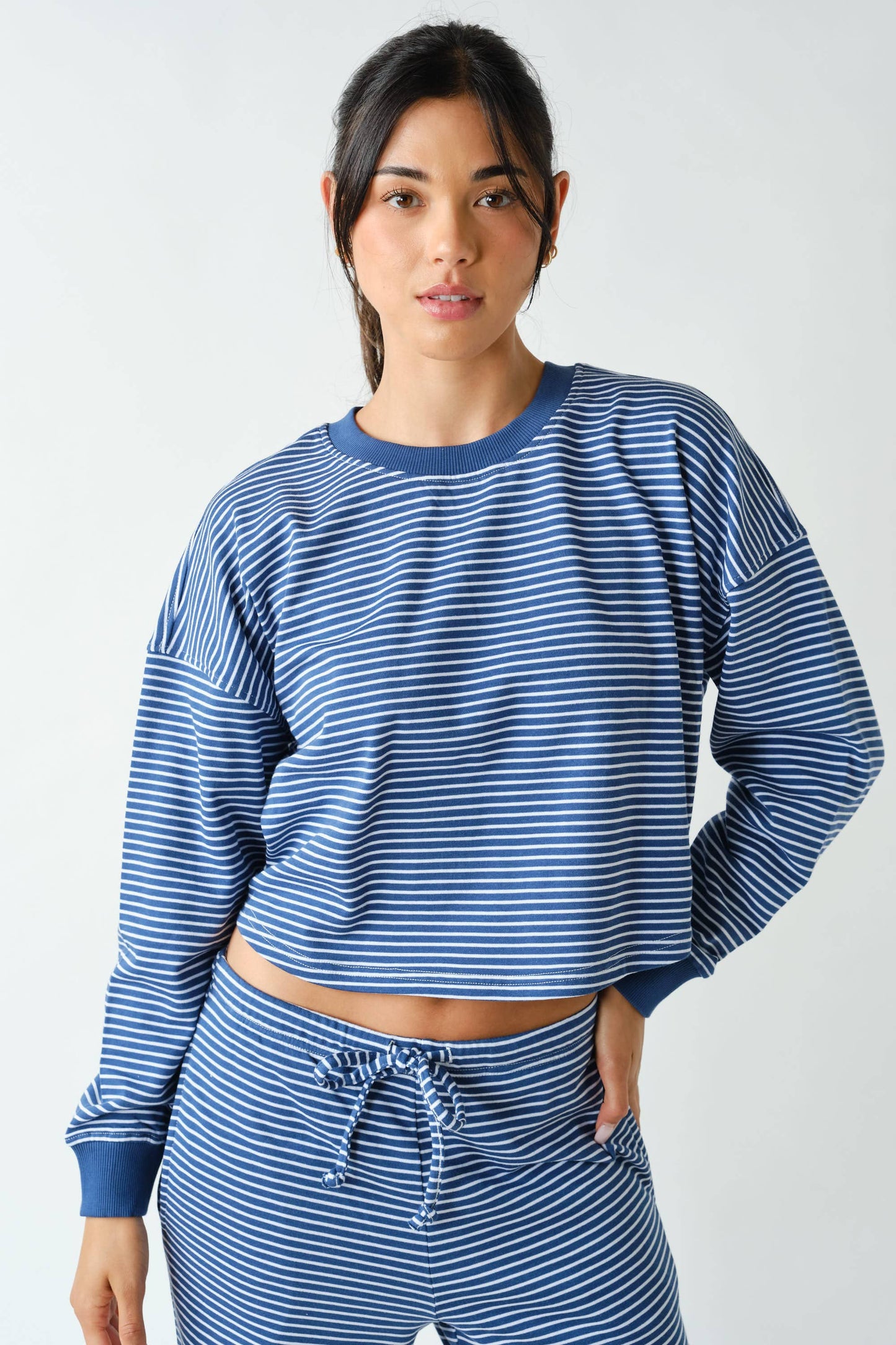 Coastal Striped Crop Top & Pant Set