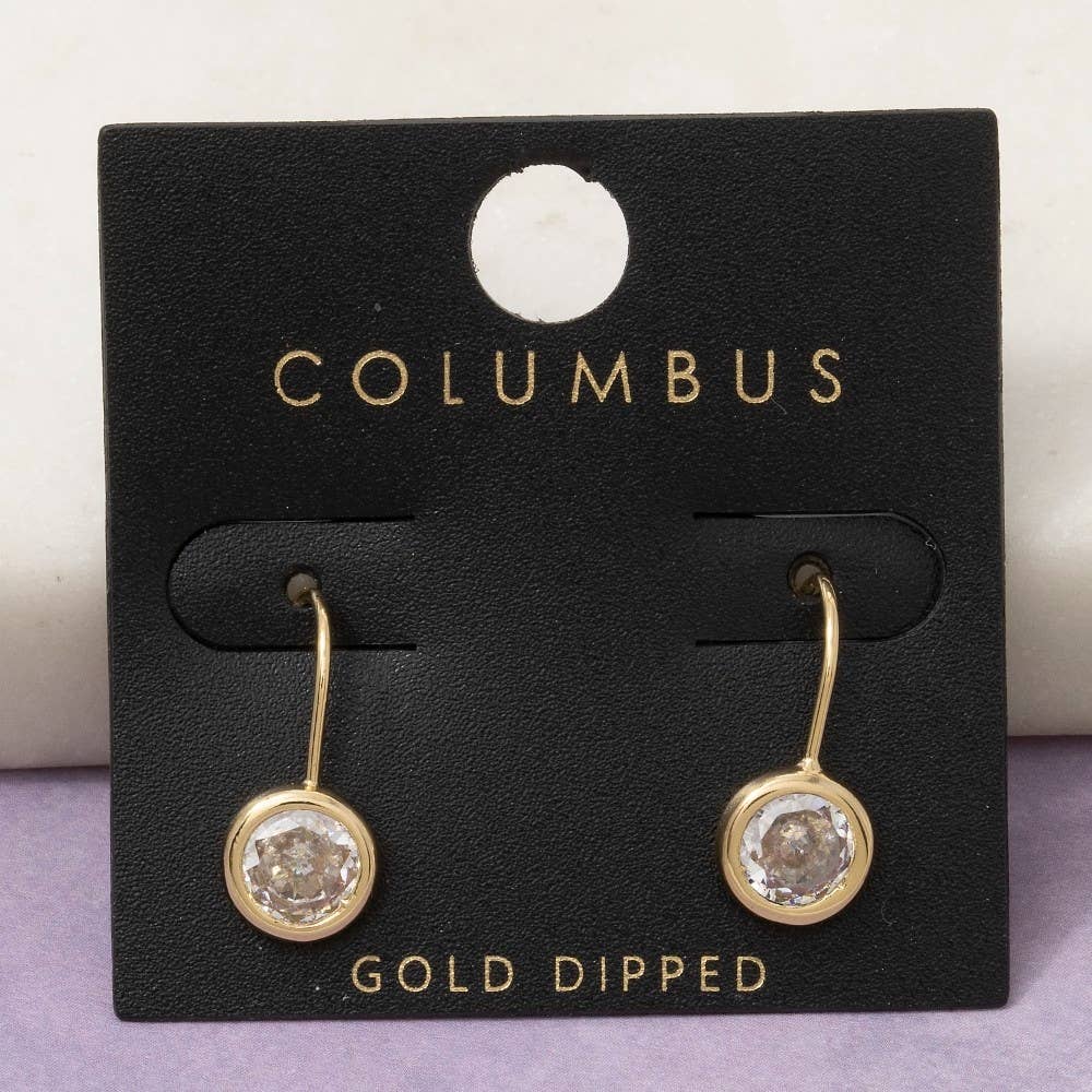 Radiant Round Bezel Drop Earrings