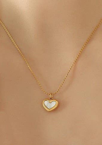 18K Gold Stainless Steel Heart Shell Necklace
