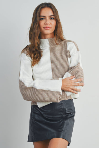 Olive Color-Block Sweater