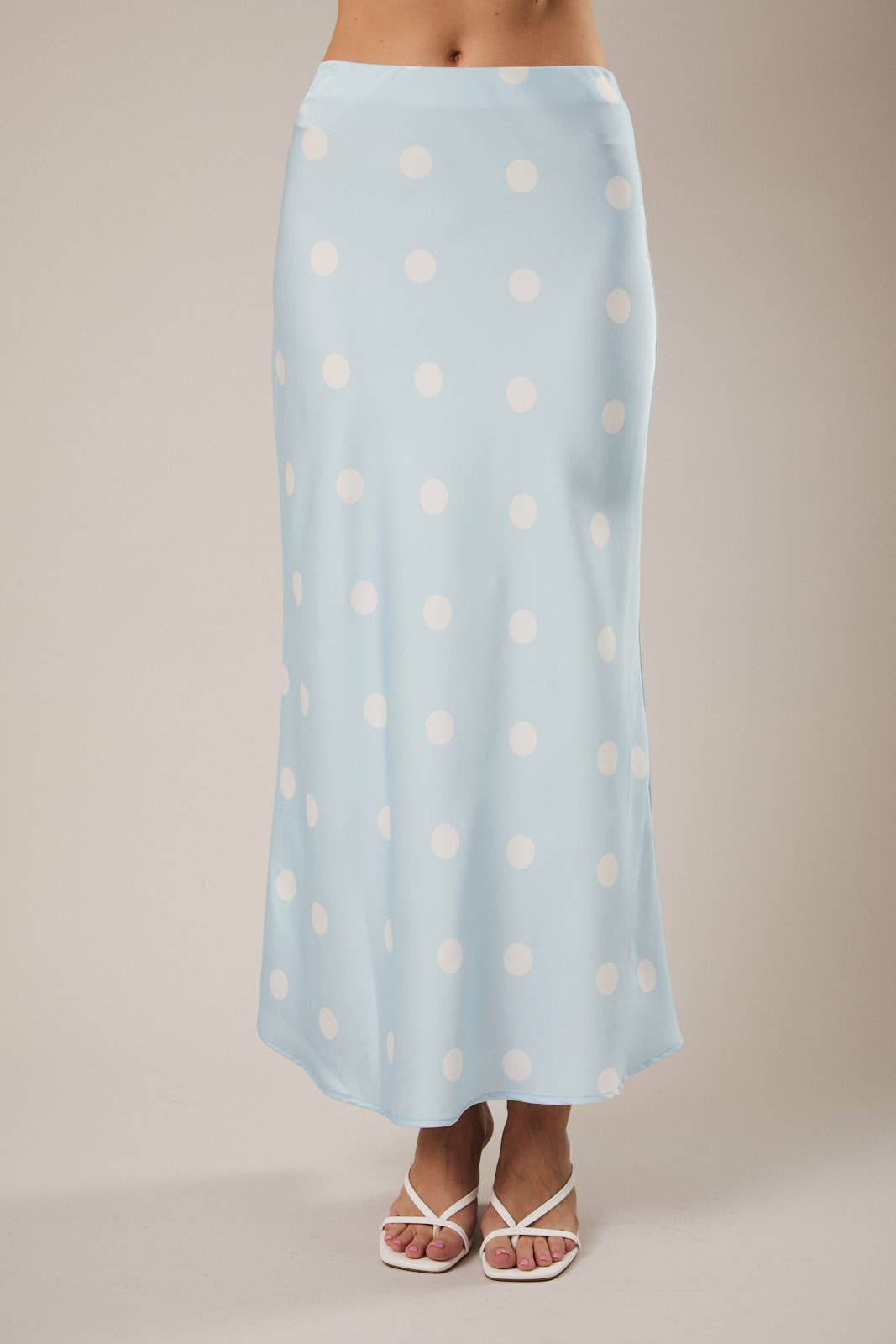 Polka Dot Satin Midi Skirt