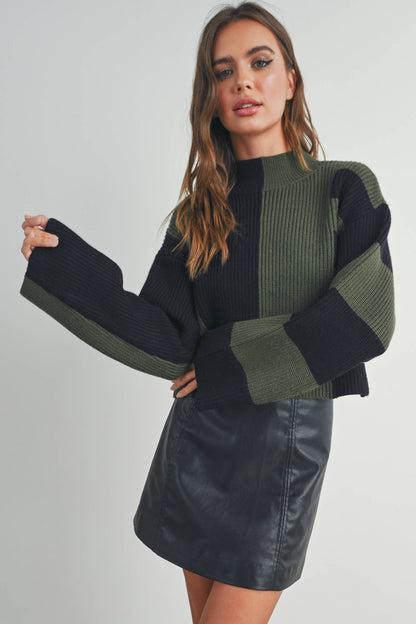 Olive Color-Block Sweater