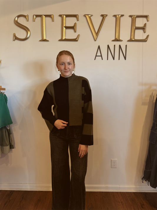 Olive Color-Block Sweater