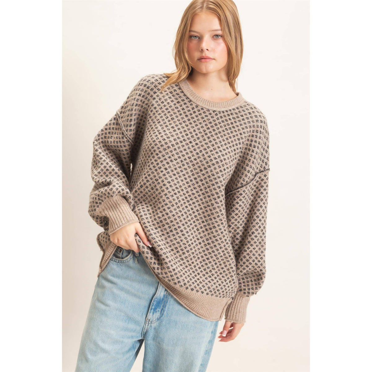 Diamond Jacquard Knit Sweater