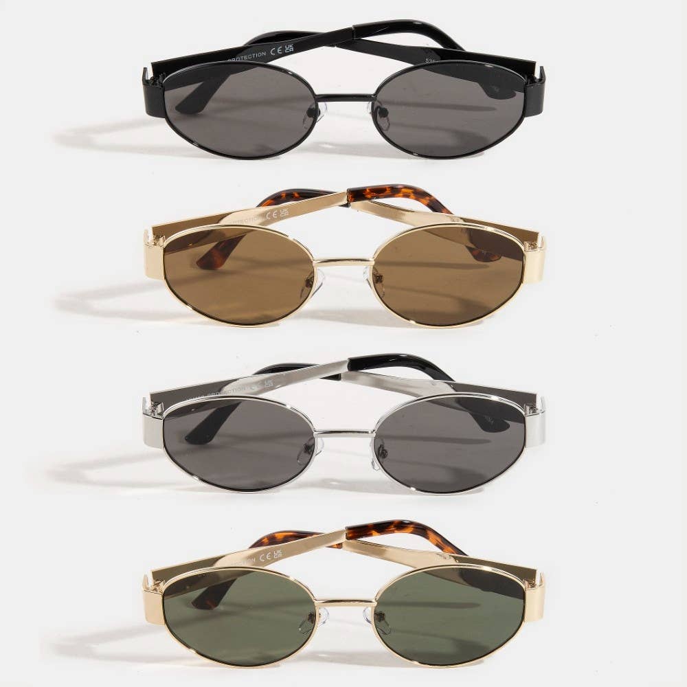 Metal Frame Oval Lens Sunglasses Set