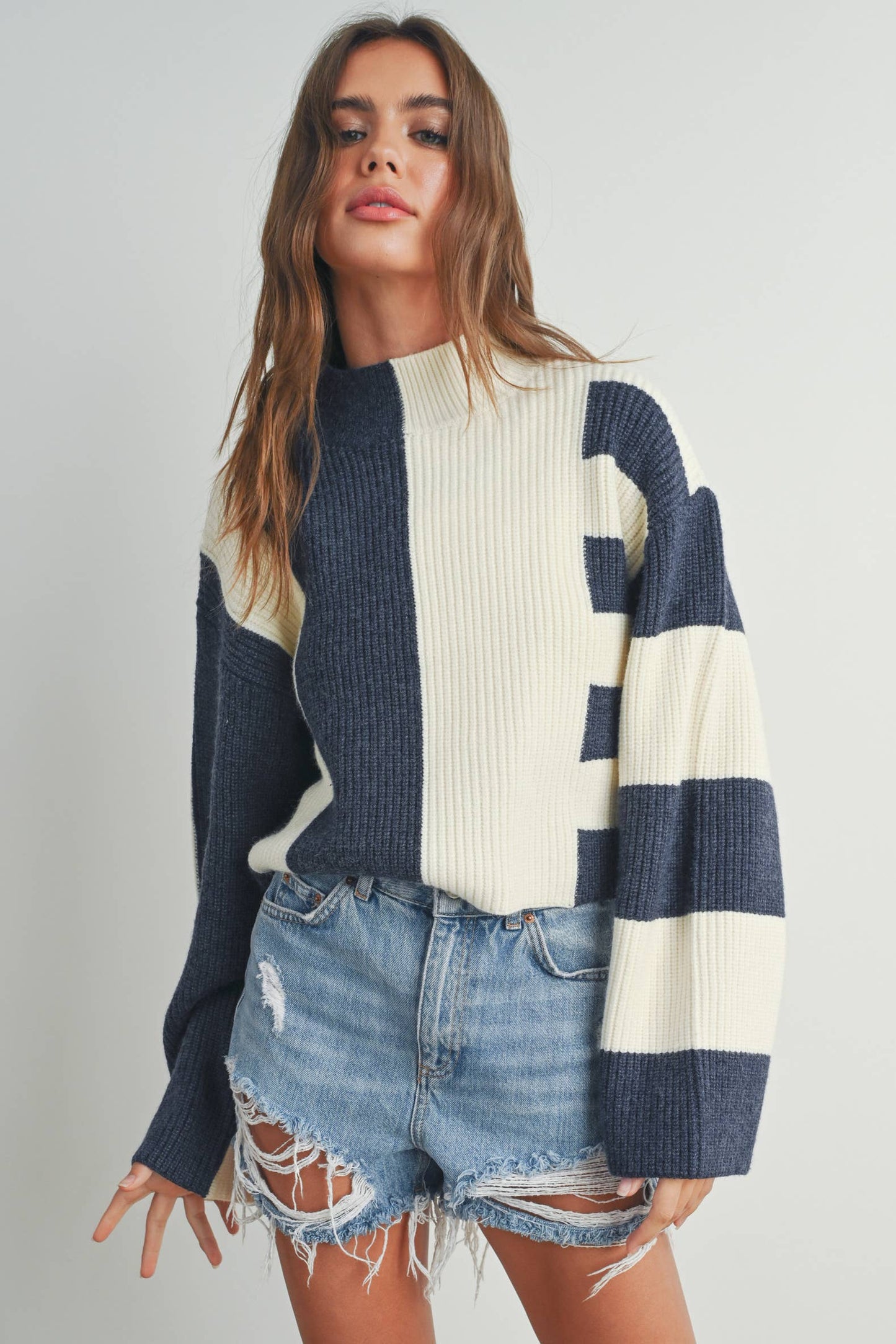 Olive Color-Block Sweater