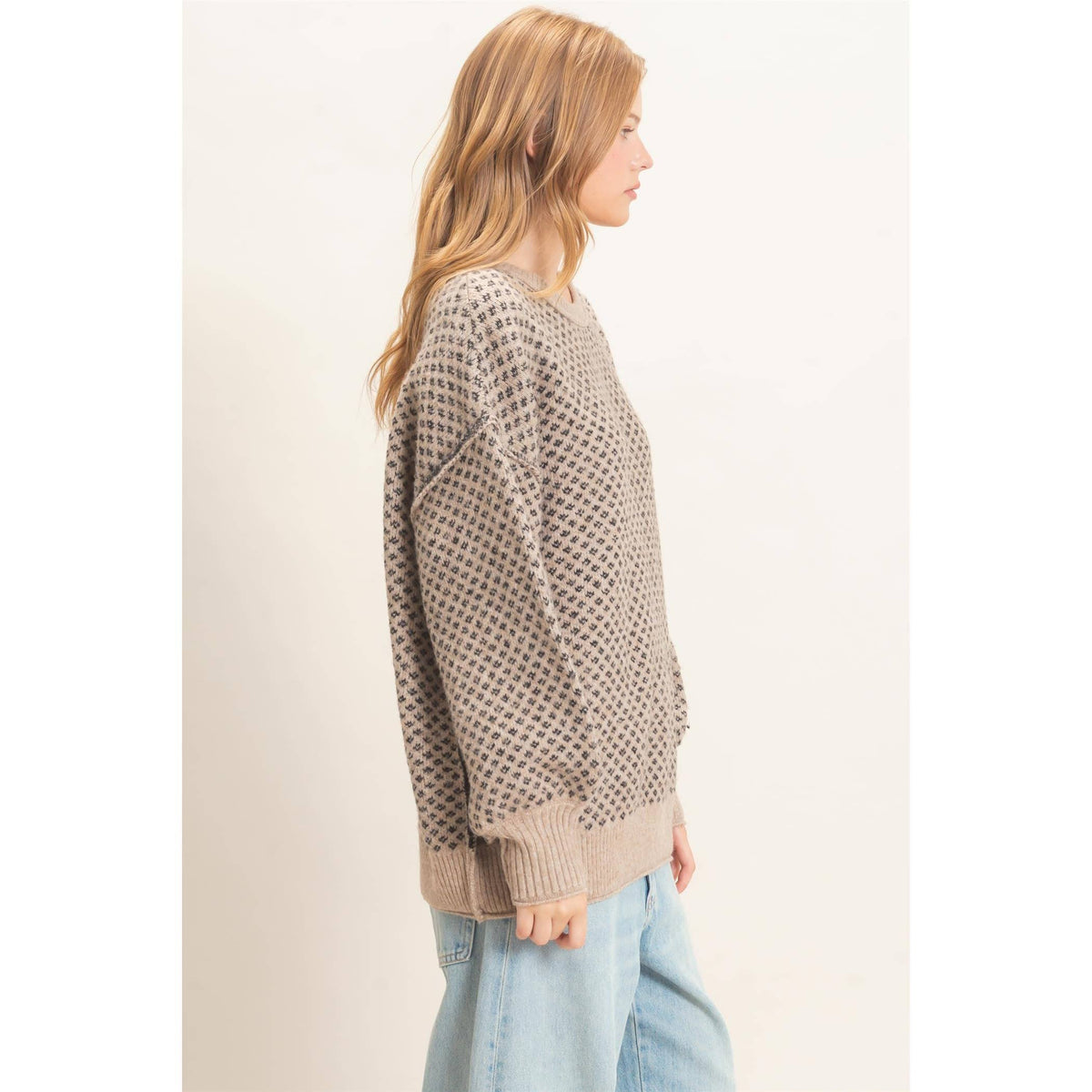 Diamond Jacquard Knit Sweater