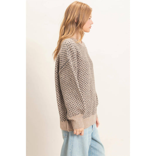 Diamond Jacquard Knit Sweater