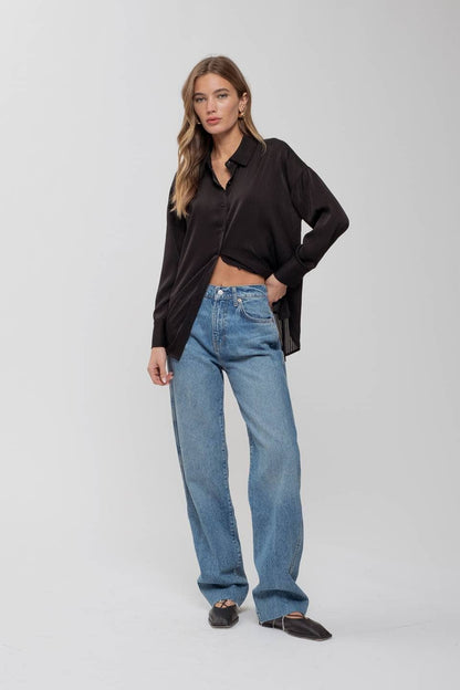 Eden Pinstripe Button-Down Top