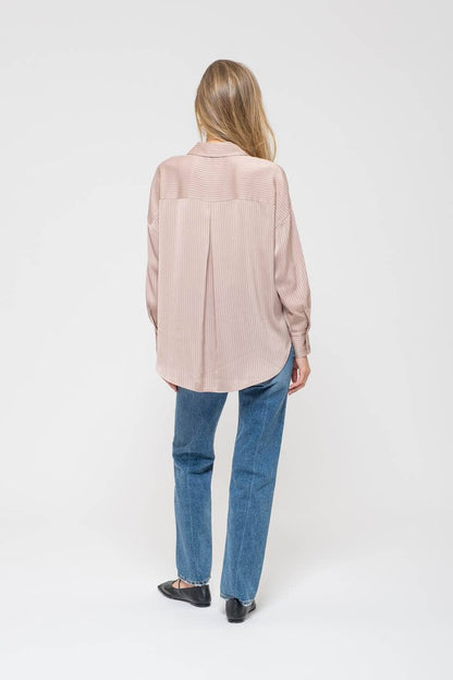 Eden Pinstripe Button-Down Top