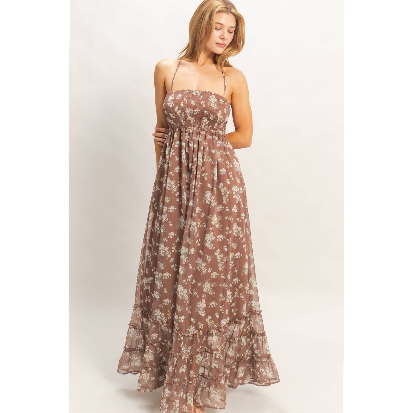 Smocked Floral Maxi Dress
