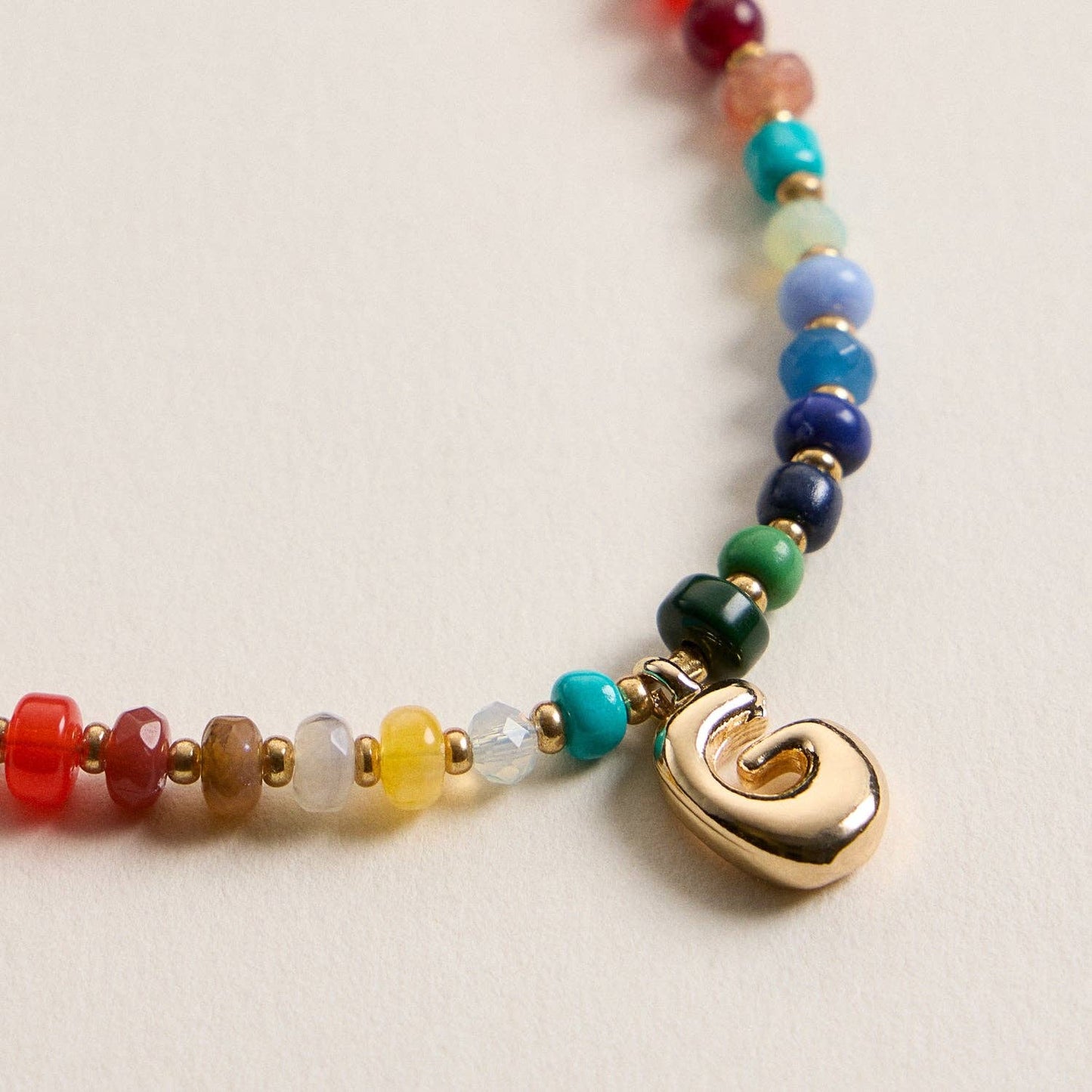 Beaded Initial Charm Necklace