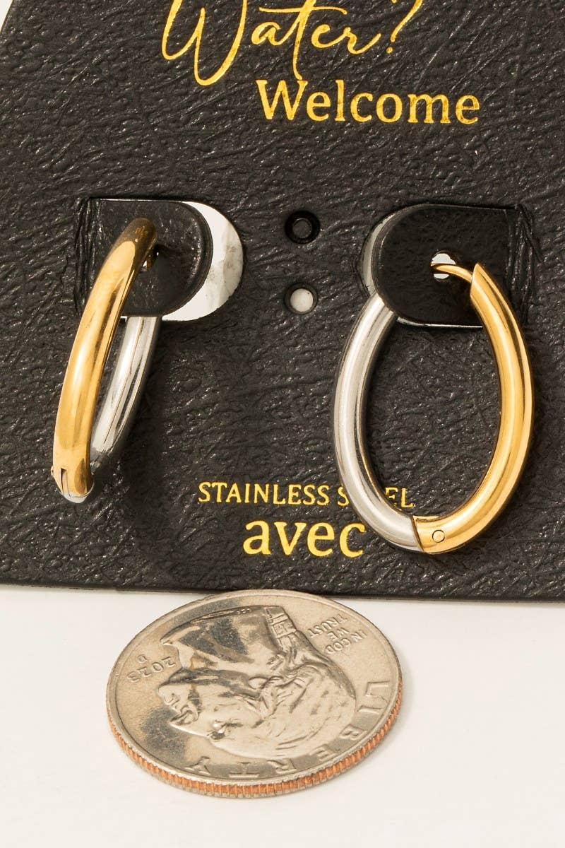 Two-Tone Oval Tube Hoop Earrings