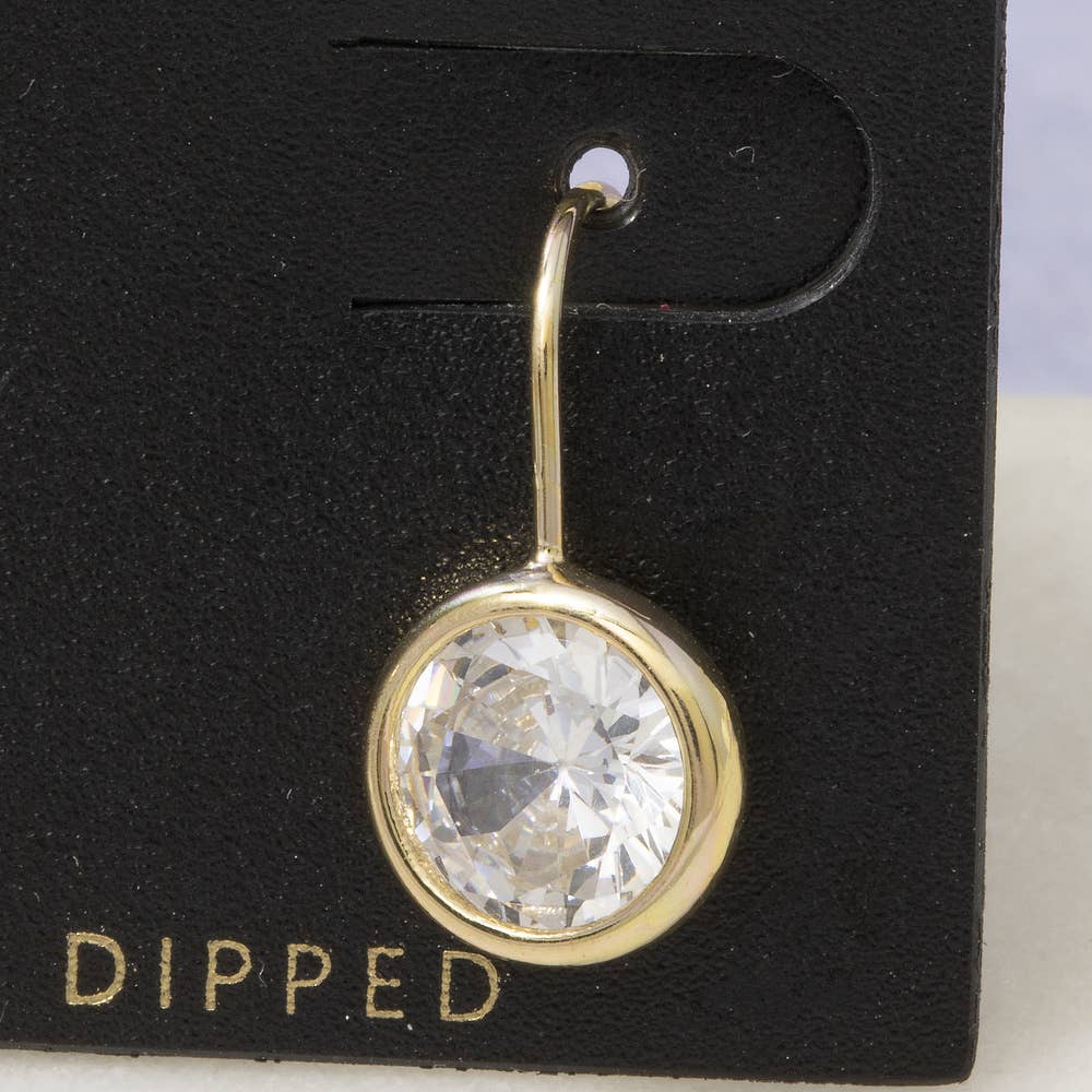Golden Halo Bezel Drop Earrings
