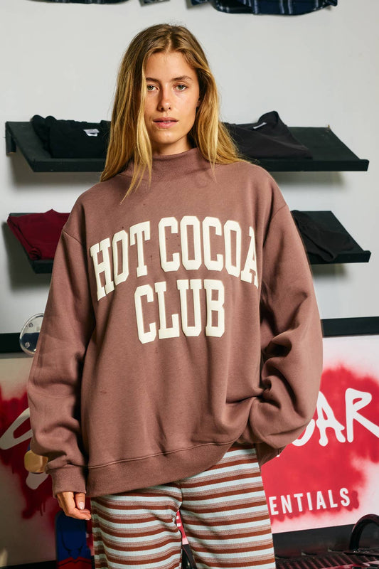 'HOT COCOA CLUB' Mock Neck Sweatshirt